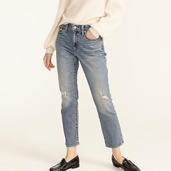 J. Crew Slim Boyfriend Jeans Medium Light Wash Ankle Cropped Boho Preppy Size 29 - Picture 1 of 15